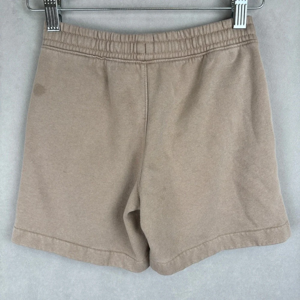 Abercrombie & Fitch Tan Brown Fleece Sweat Shorts Relaxed Fit Drawstring Boy 7/8